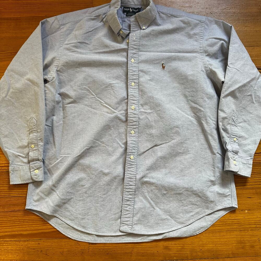 Ralph Lauren blue cotton oxford Yarmouth long sleeve button up shirt SIZE XL‎